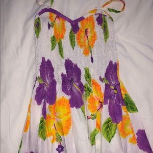 White silk floral spaghetti straps dress